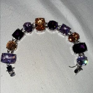 Nolan Miller Purple and Amber Crystal Link Bracelet